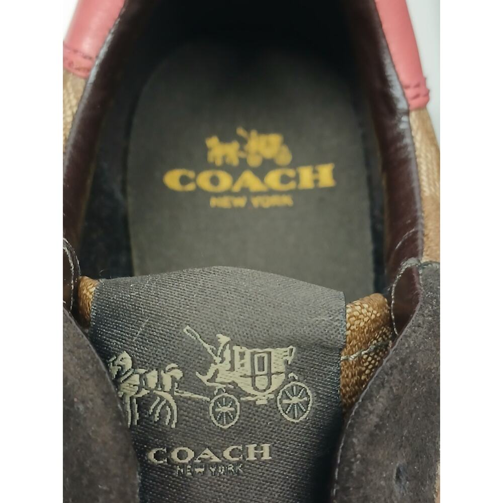 Coach (10M) Womens Khaki Sunset Red Leather Rebecca Sneakers - Picture 6 of 9